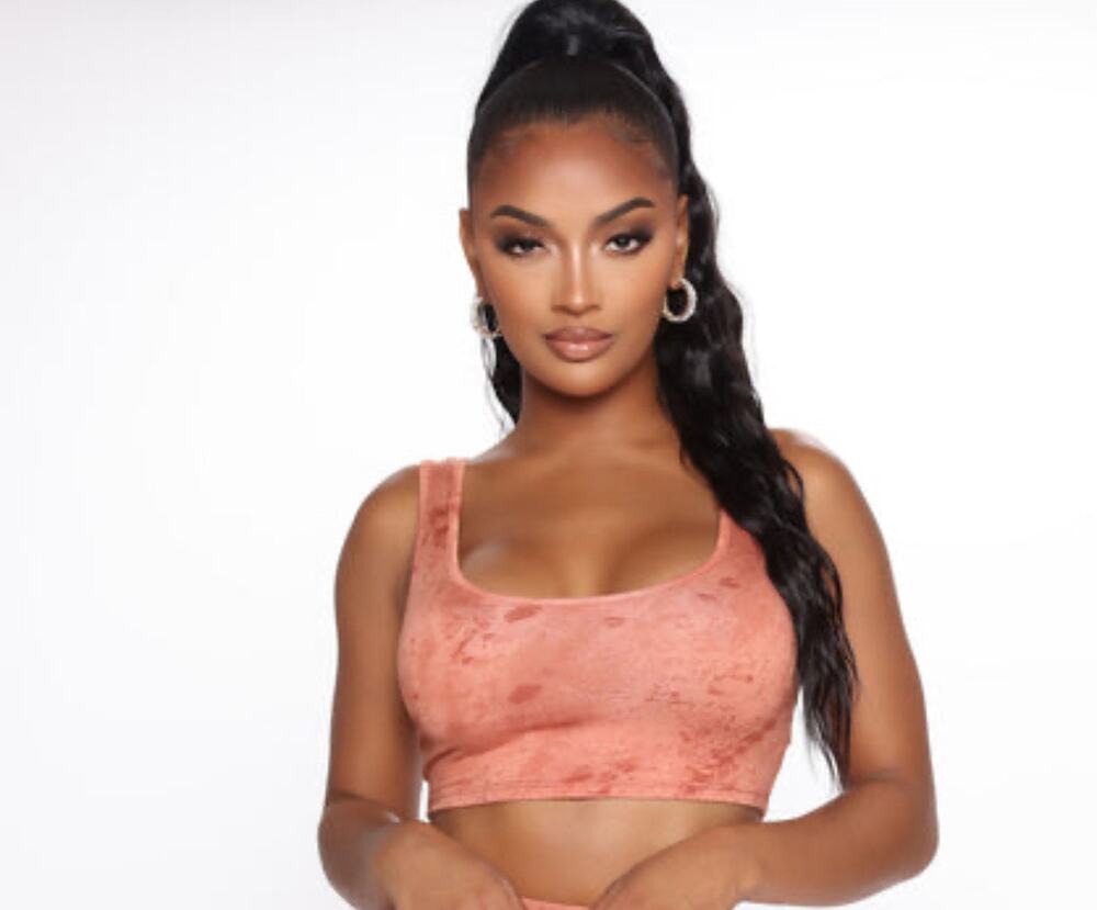 Fashion Nova Bondoc Beauty Biker Crop Tank Rust Women’s Medium Tie Dye Active